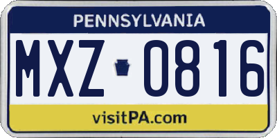 PA license plate MXZ0816