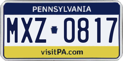 PA license plate MXZ0817