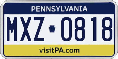 PA license plate MXZ0818
