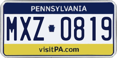 PA license plate MXZ0819