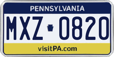 PA license plate MXZ0820