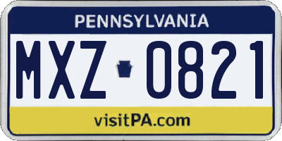 PA license plate MXZ0821