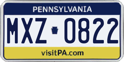 PA license plate MXZ0822