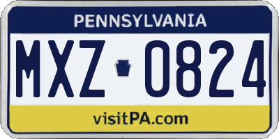 PA license plate MXZ0824