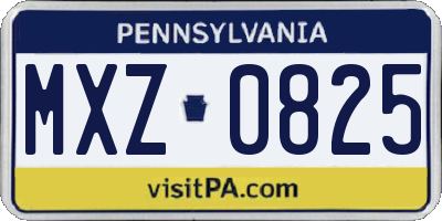 PA license plate MXZ0825