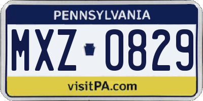PA license plate MXZ0829