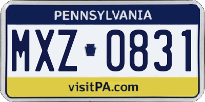 PA license plate MXZ0831