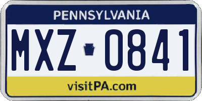 PA license plate MXZ0841