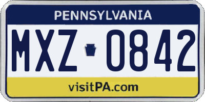 PA license plate MXZ0842