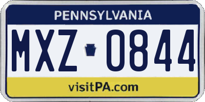 PA license plate MXZ0844