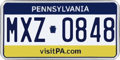 PA license plate MXZ0848