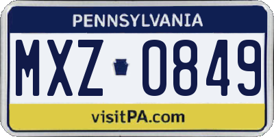 PA license plate MXZ0849