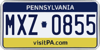 PA license plate MXZ0855