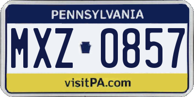 PA license plate MXZ0857