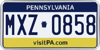 PA license plate MXZ0858