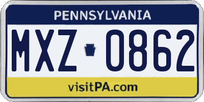 PA license plate MXZ0862