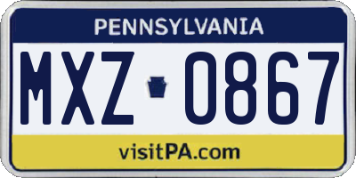 PA license plate MXZ0867