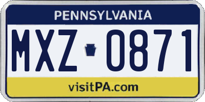 PA license plate MXZ0871