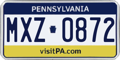 PA license plate MXZ0872