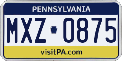 PA license plate MXZ0875