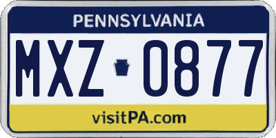 PA license plate MXZ0877