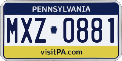 PA license plate MXZ0881