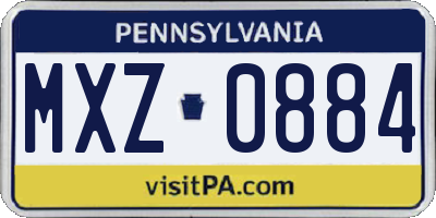 PA license plate MXZ0884
