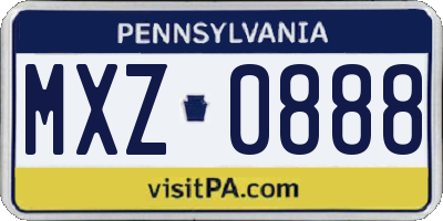 PA license plate MXZ0888