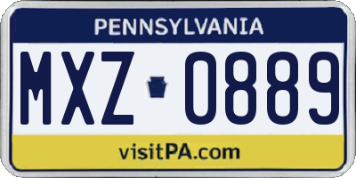 PA license plate MXZ0889
