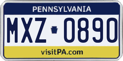 PA license plate MXZ0890