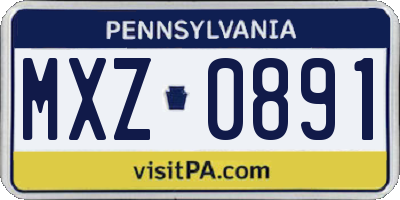 PA license plate MXZ0891