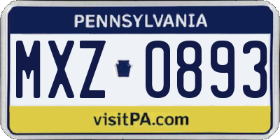 PA license plate MXZ0893