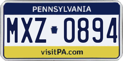 PA license plate MXZ0894