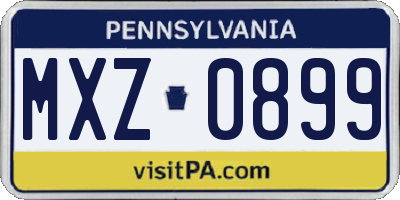 PA license plate MXZ0899