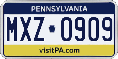 PA license plate MXZ0909