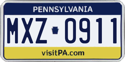 PA license plate MXZ0911