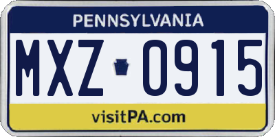 PA license plate MXZ0915