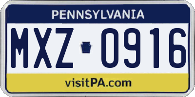 PA license plate MXZ0916