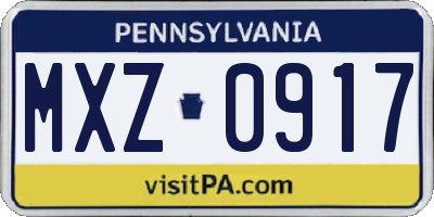 PA license plate MXZ0917