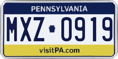 PA license plate MXZ0919