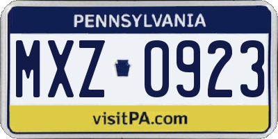 PA license plate MXZ0923