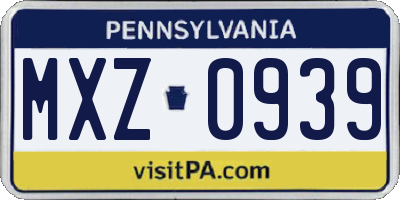 PA license plate MXZ0939
