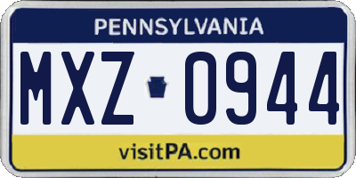 PA license plate MXZ0944