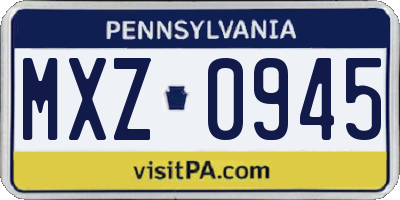 PA license plate MXZ0945