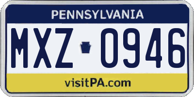 PA license plate MXZ0946