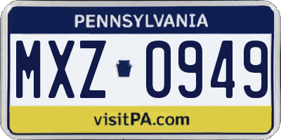PA license plate MXZ0949