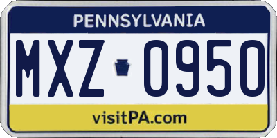 PA license plate MXZ0950