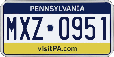 PA license plate MXZ0951