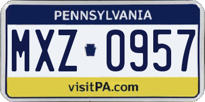 PA license plate MXZ0957