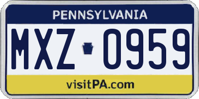 PA license plate MXZ0959